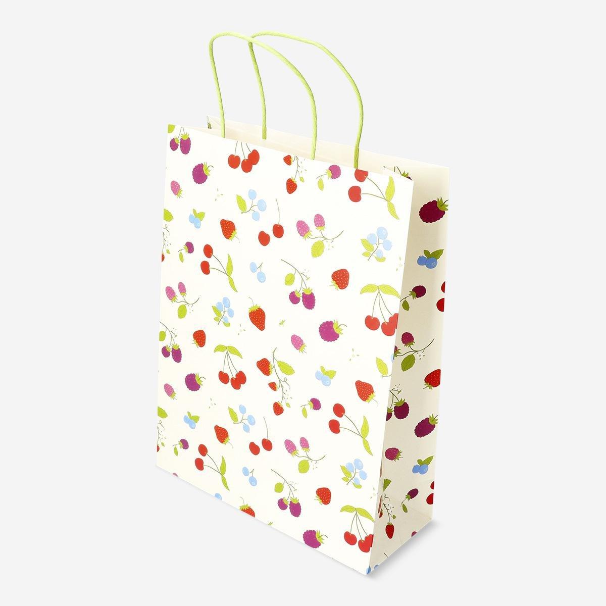 Multicolour Gift Bag With Berry Print