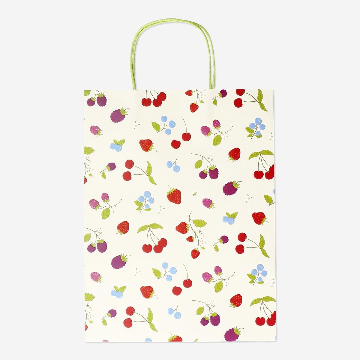 Multicolour Gift Bag With Berry Print
