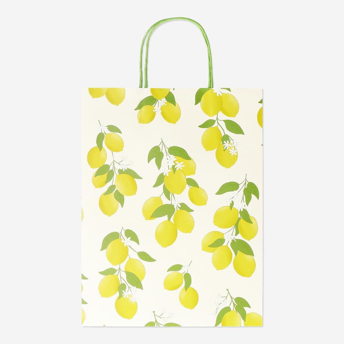 Yellow Lemon Print Gift Bag