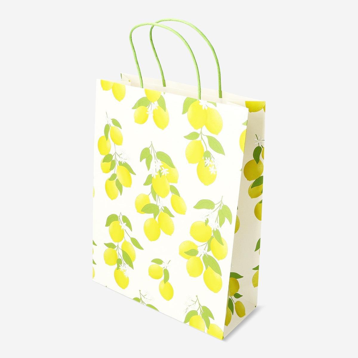 Yellow Lemon Print Gift Bag