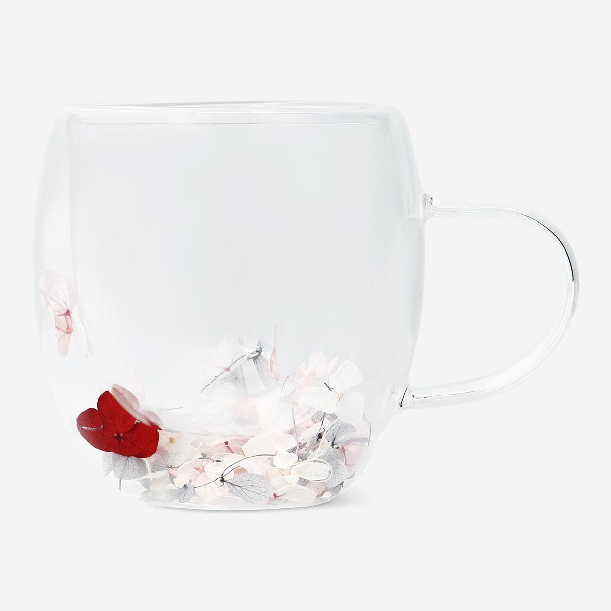 Multicolour Mug With Dried Pastel Flowers - 230 Ml