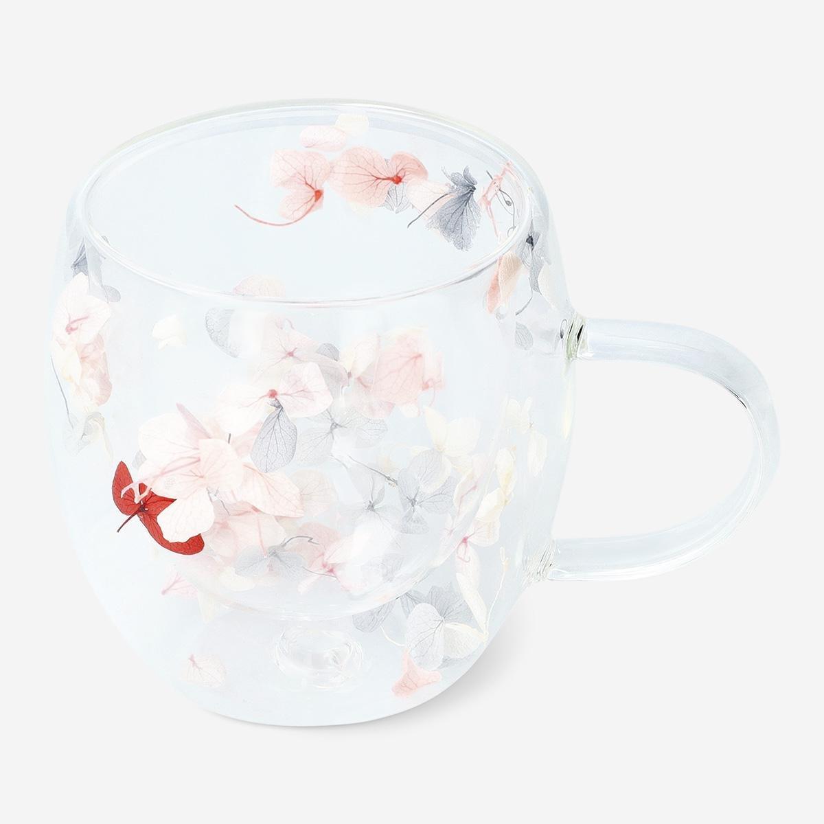 Multicolour Mug With Dried Pastel Flowers - 230 Ml