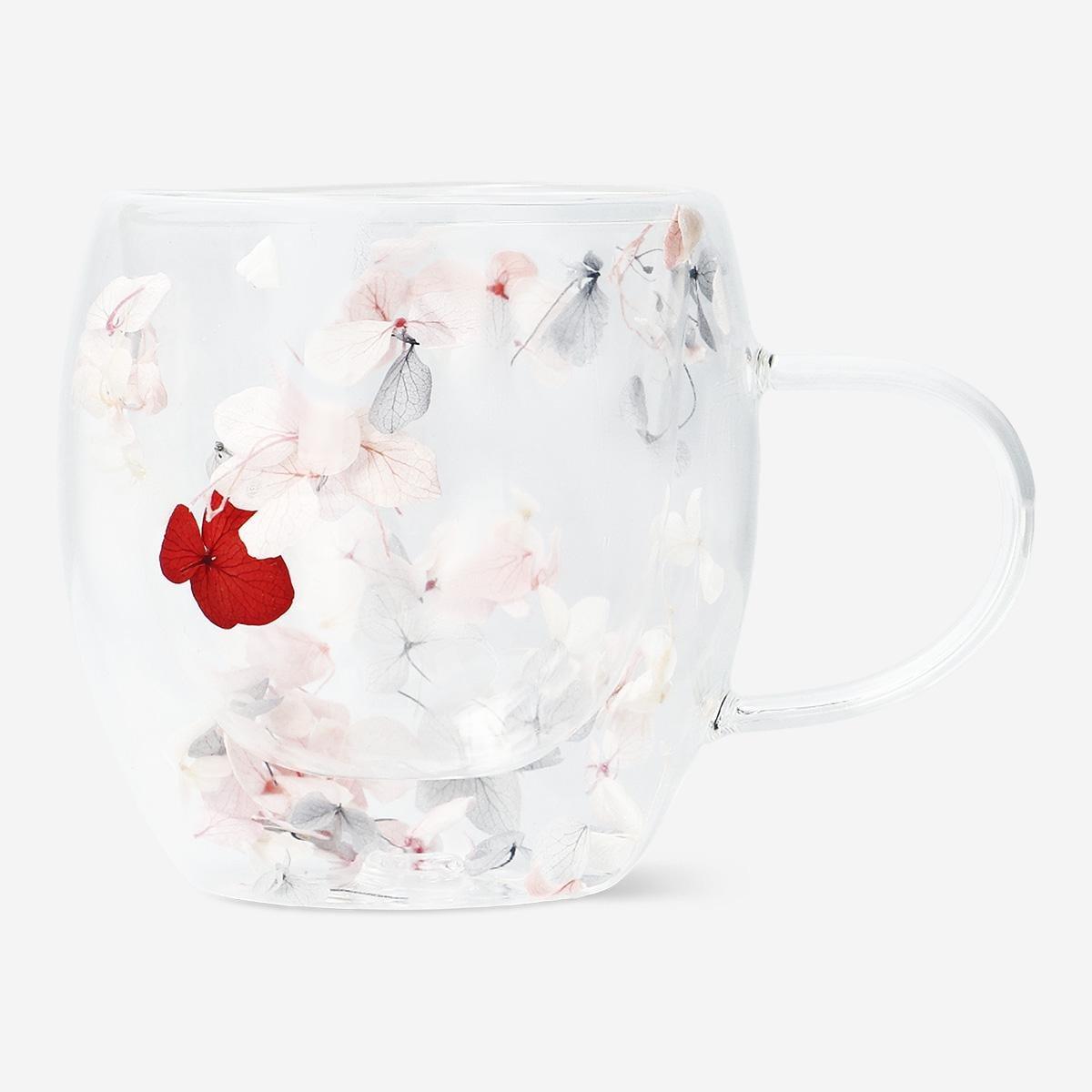 Multicolour Mug With Dried Pastel Flowers - 230 Ml