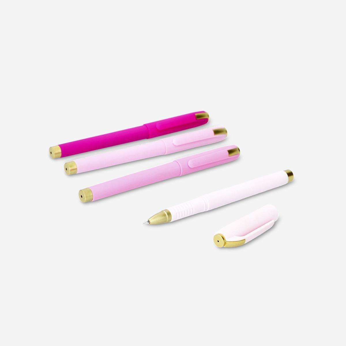 Pink Rollerball Pens With Black Ink - 4 Pcs
