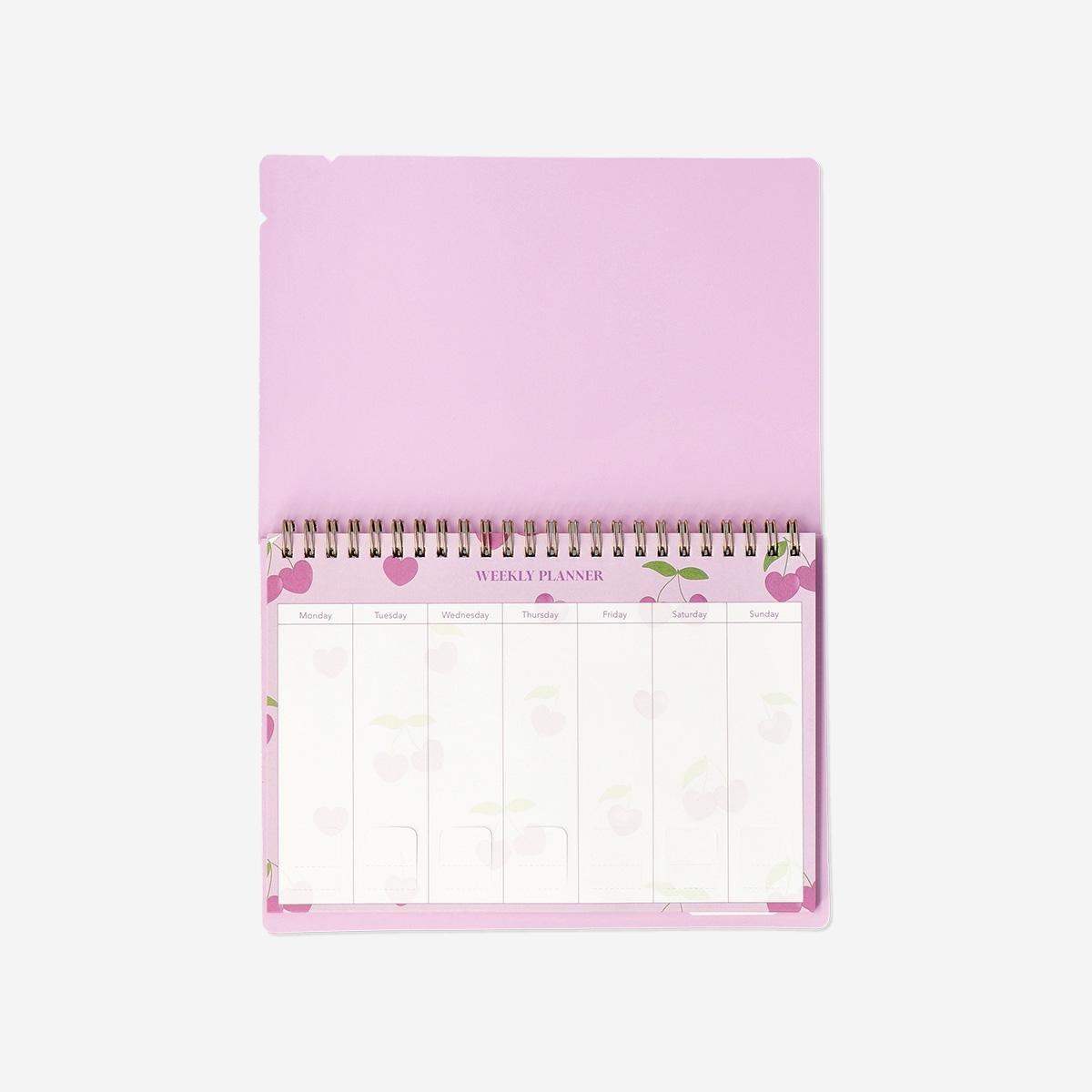 Pink Cherry Weekly Planner For Desk