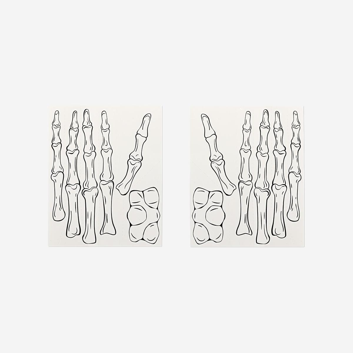 White Temporary Skeleton Hand Tattoos - 2 Pcs