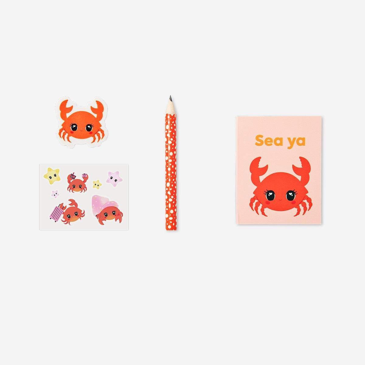 Red Mini Crab Backpack Stationery Kit