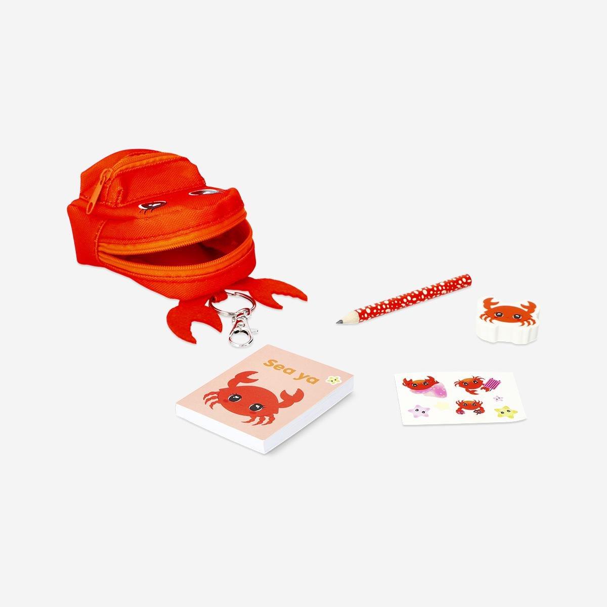 Red Mini Crab Backpack Stationery Kit