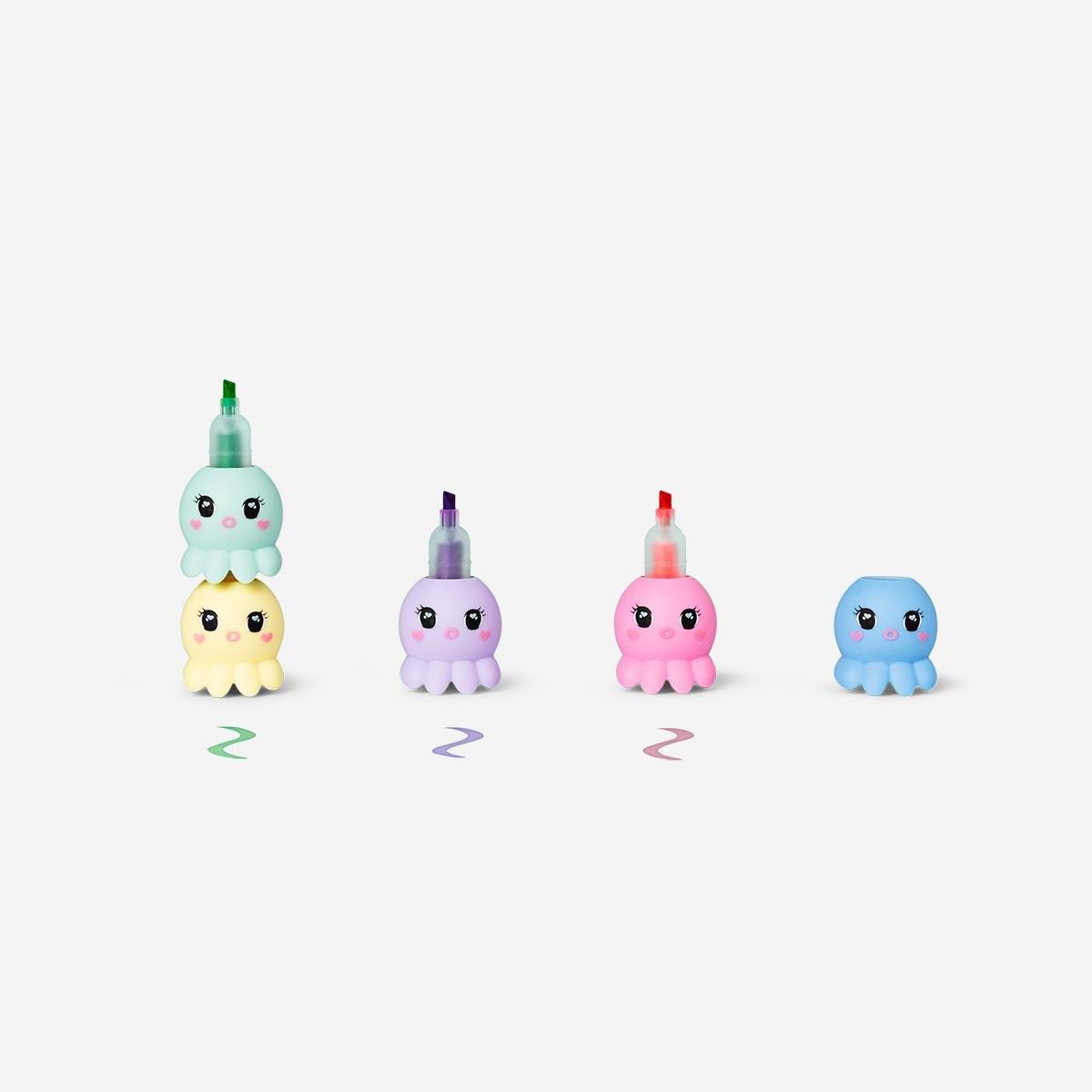 Multicolour Stackable Octopus Highlighters - 4 Pcs