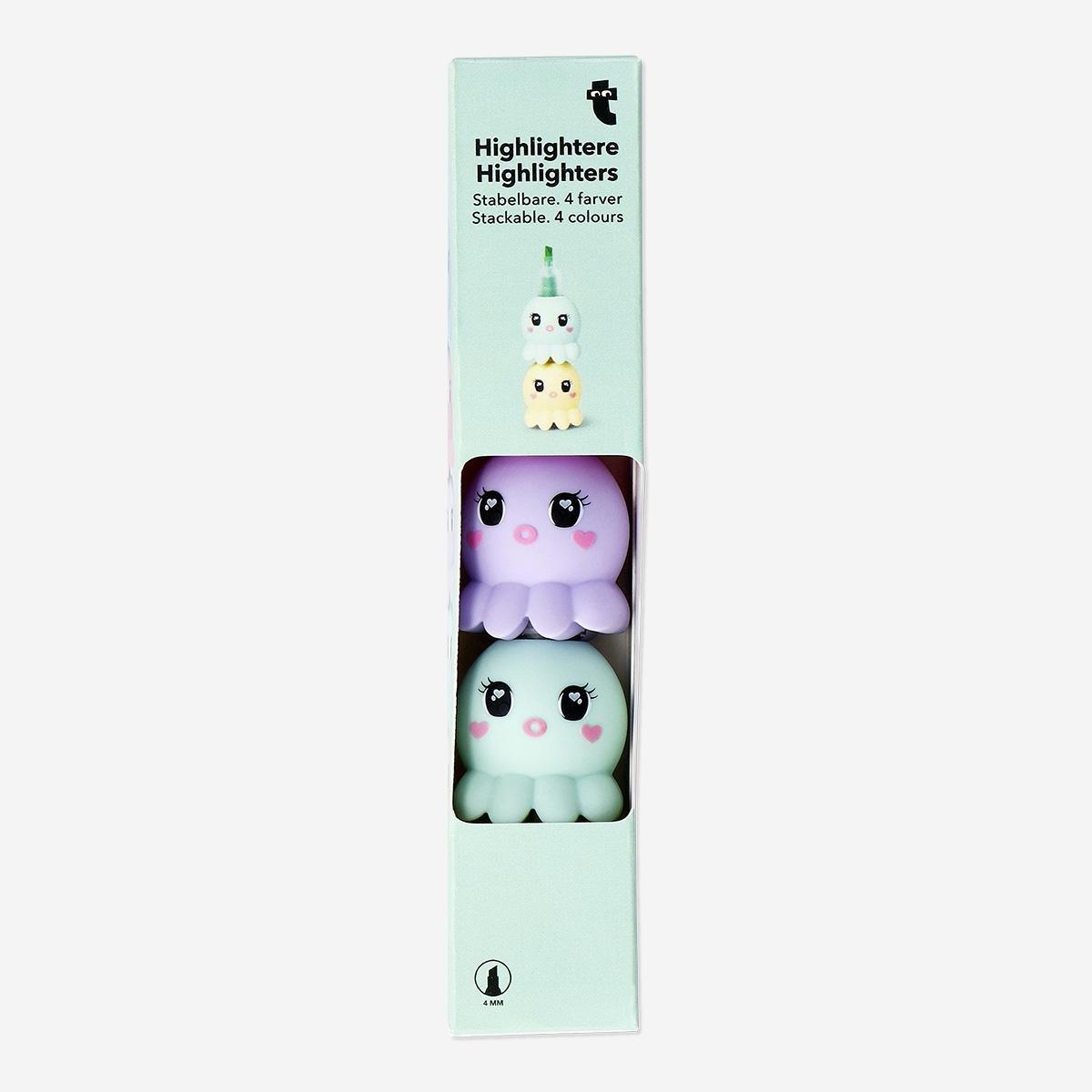 Multicolour Stackable Octopus Highlighters - 4 Pcs