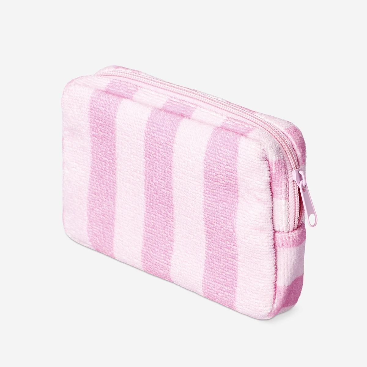 Pink Stripes And Pineapple Print Cosmetic Bag
