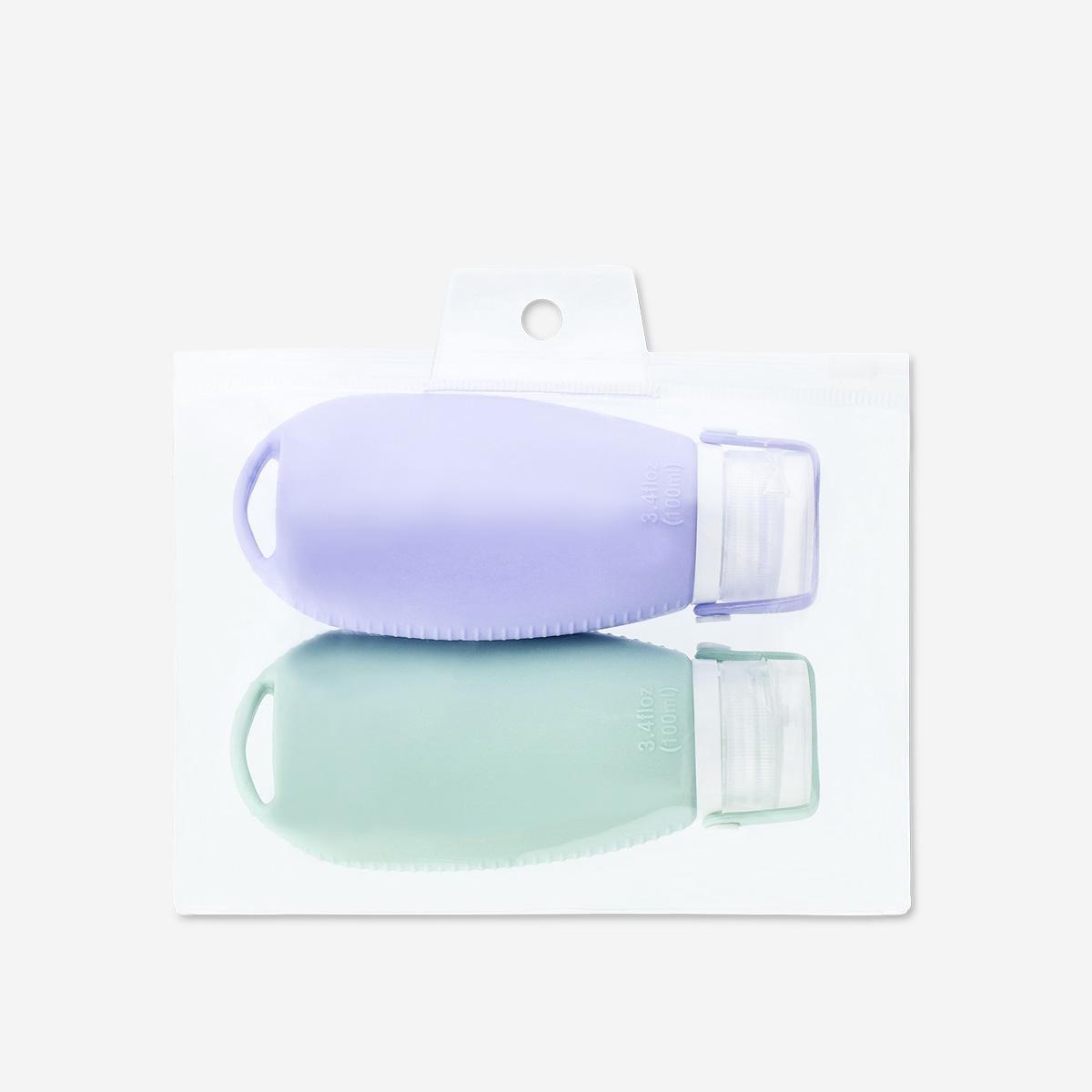 Multicolour Travel Bottles With Scrub Function - 2 Pcs