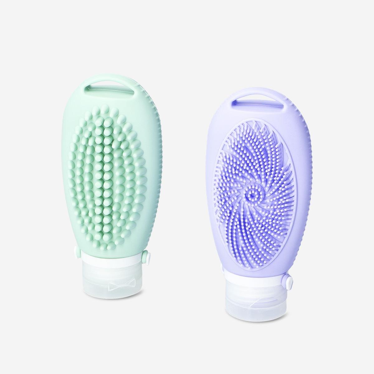 Multicolour Travel Bottles With Scrub Function - 2 Pcs