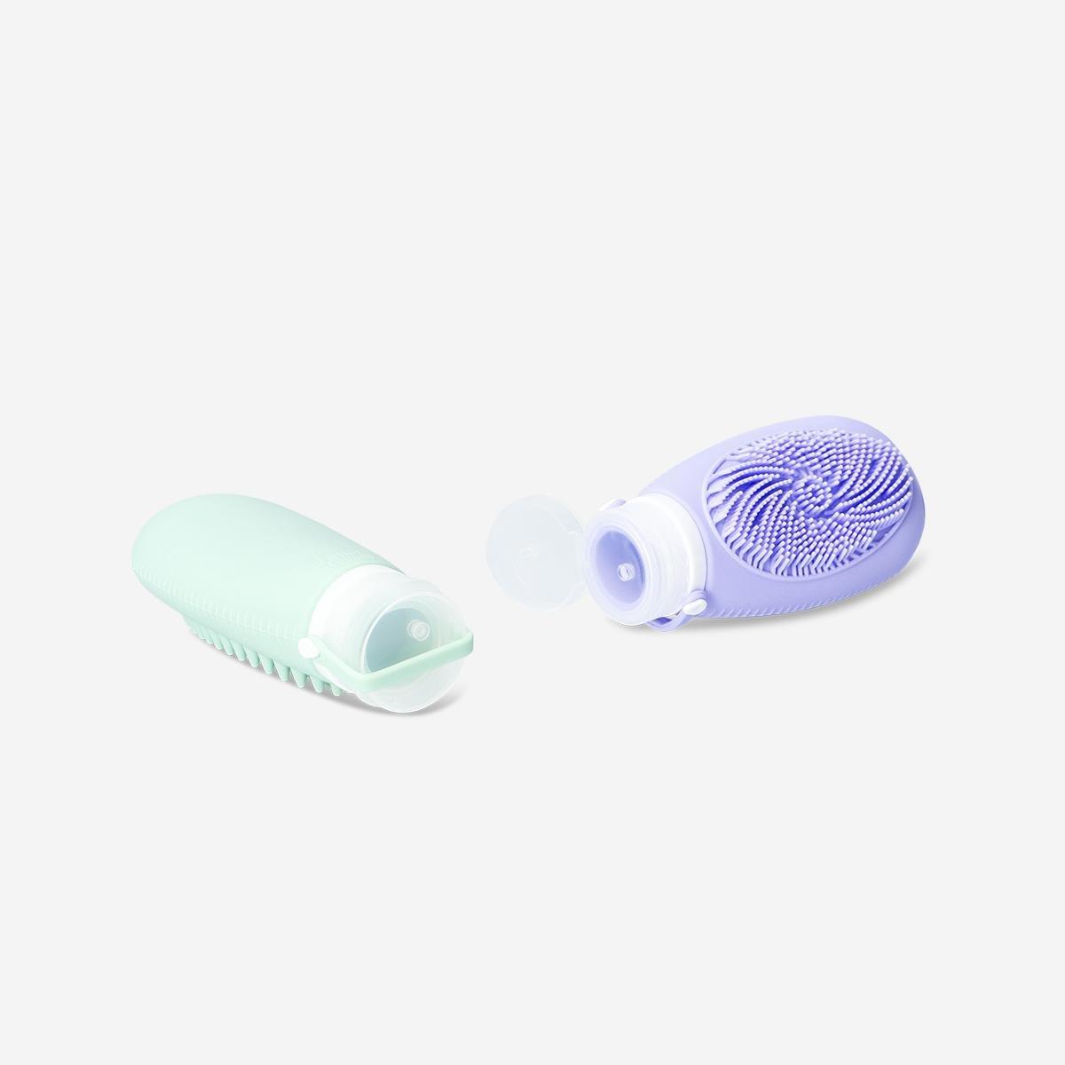 Multicolour Travel Bottles With Scrub Function - 2 Pcs