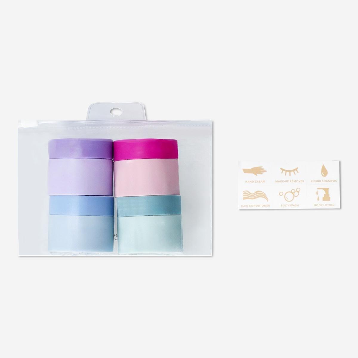 Multicolour Travel Containers With Stickers In Bag - 4 Pcs