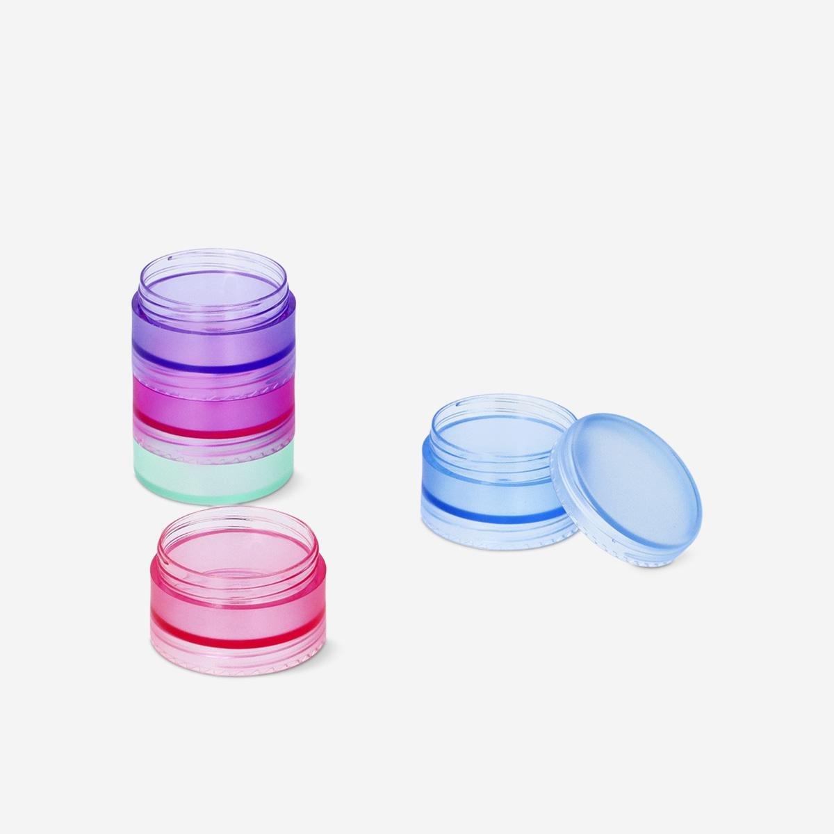Multicolour Stackable Travel Jars With Labels - 5 Pcs