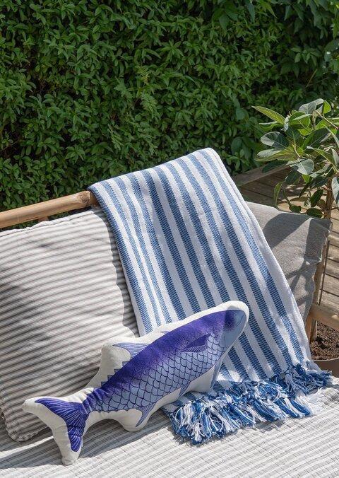 Blue Fish-Shaped Cushion