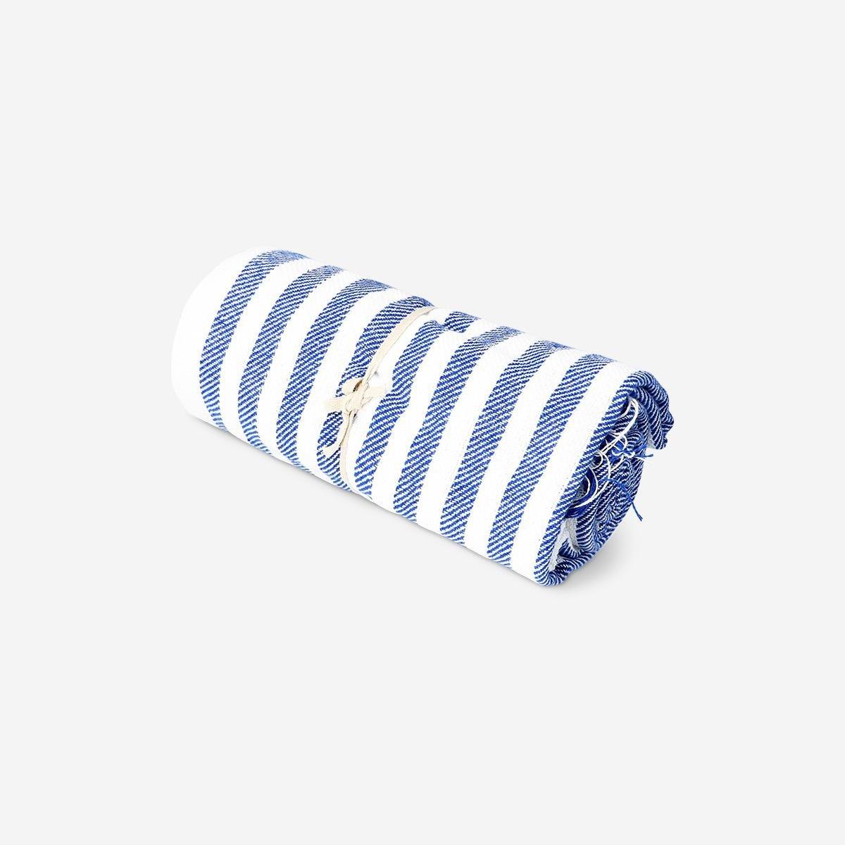 Blue Throw Blanket With Fringes - 120X170 Cm