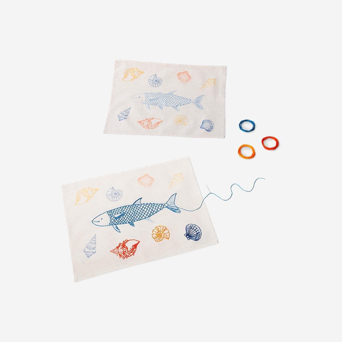 Multicolour Diy Ocean Embroidery Placemat