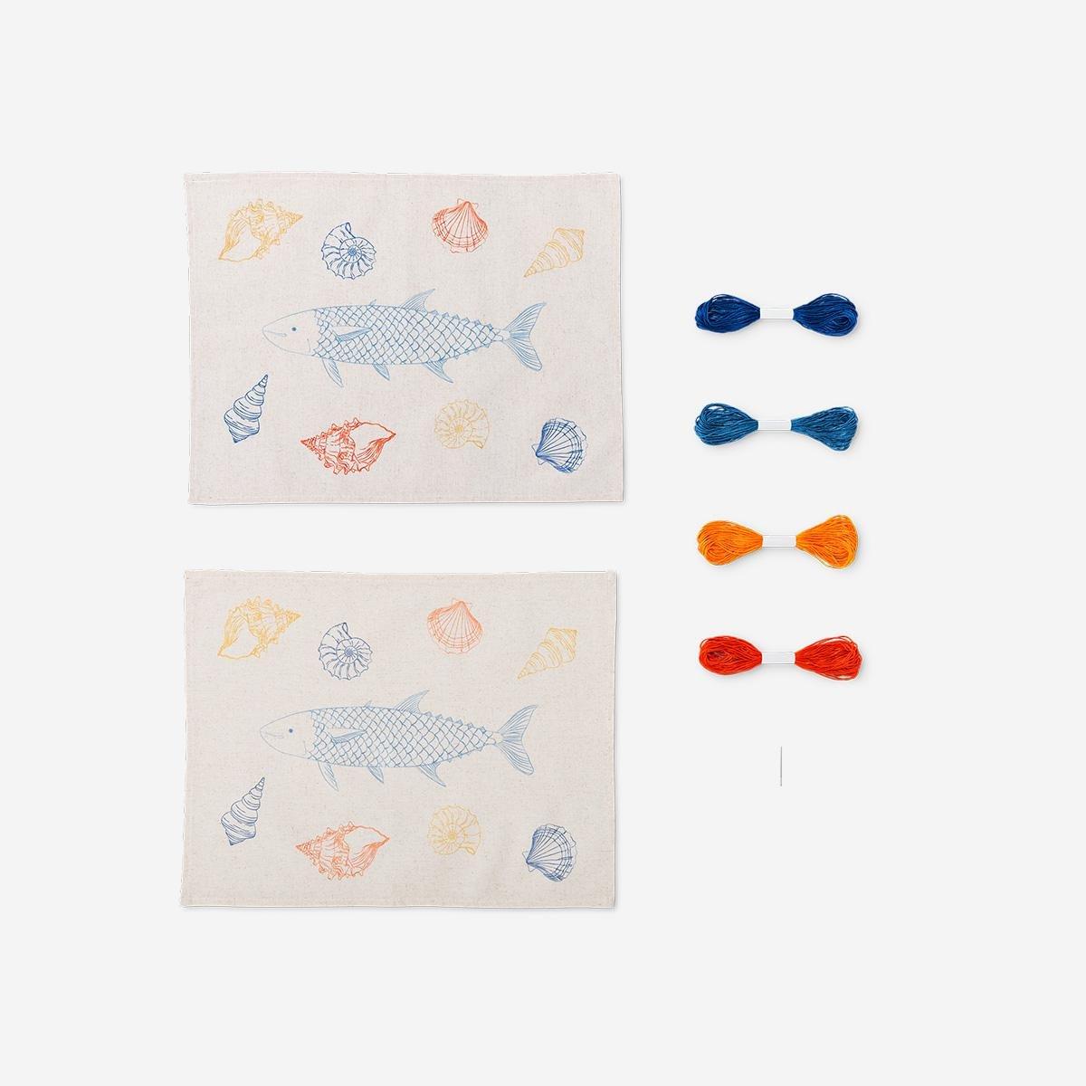 Multicolour Diy Ocean Embroidery Placemat