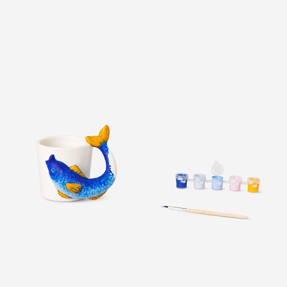 Multicolour DIY Fish Mug . 250 Ml