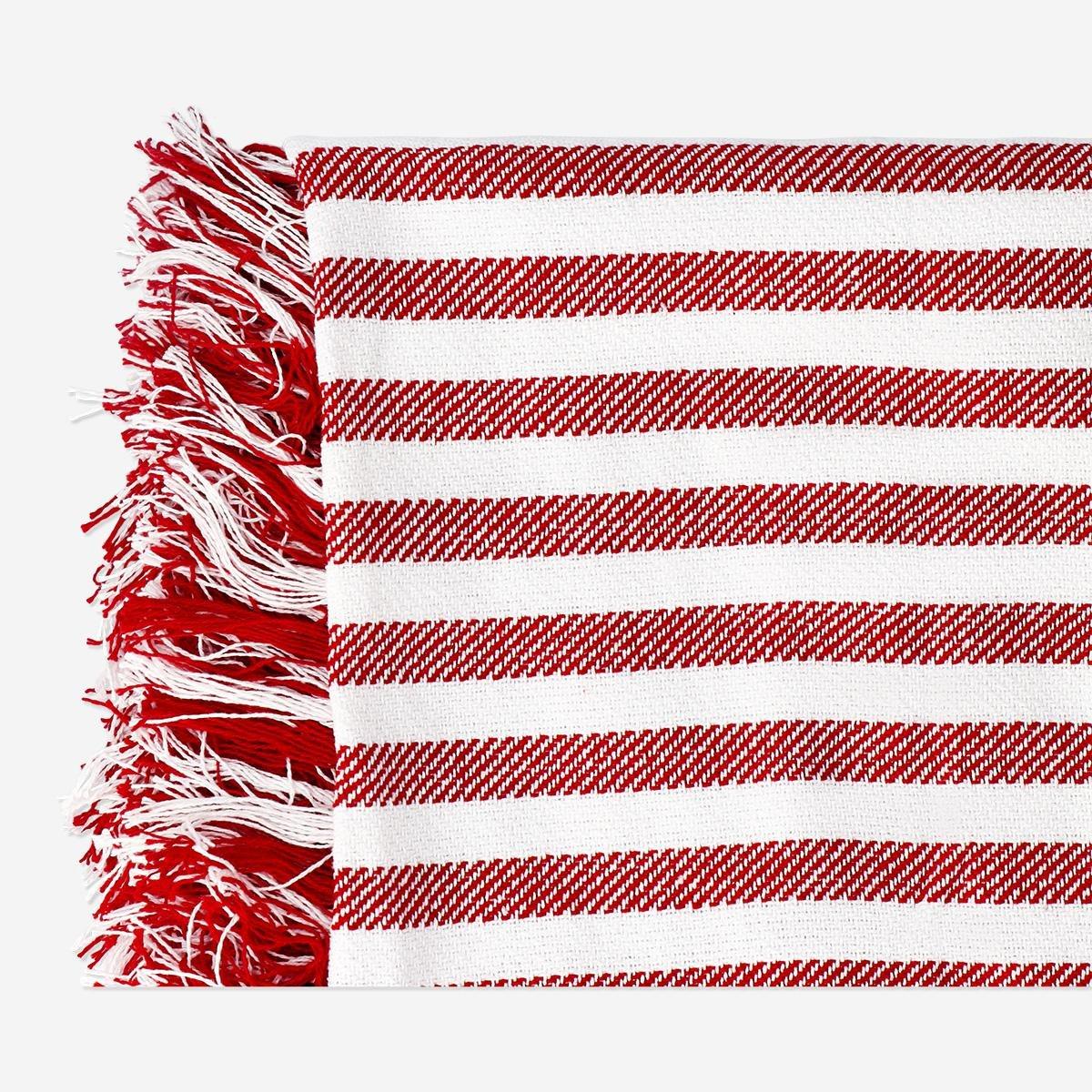 Red Striped Blanket With Fringes