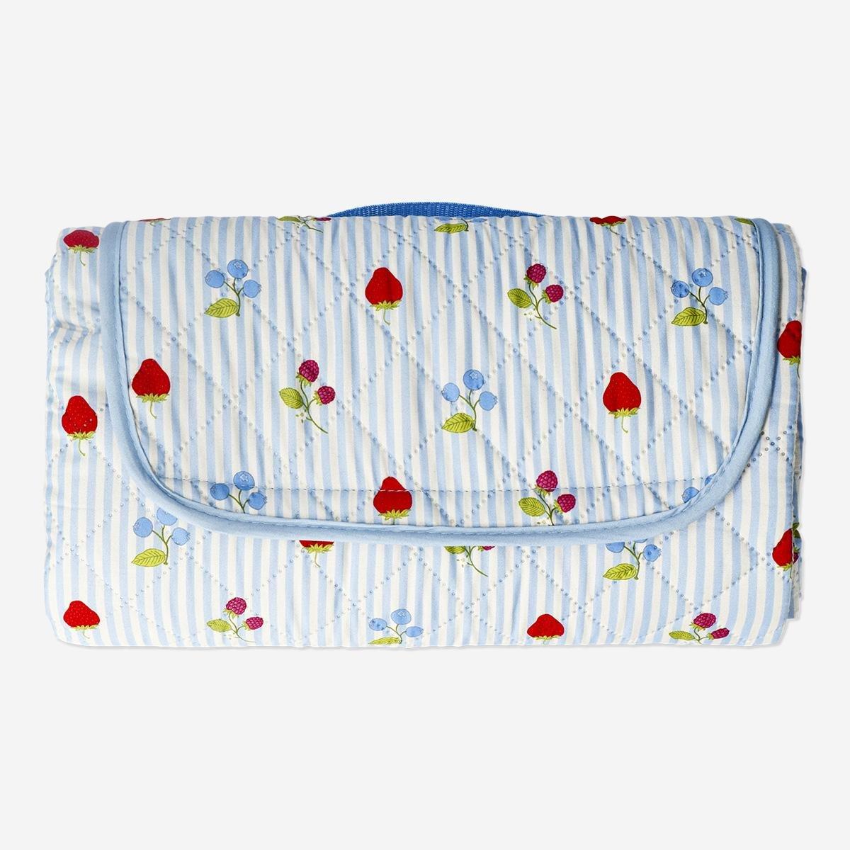 Blue Picnic Blanket With Berries