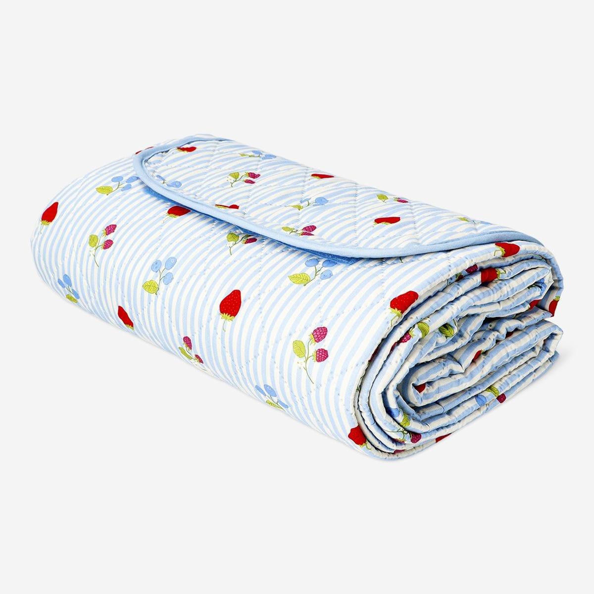 Blue Picnic Blanket With Berries