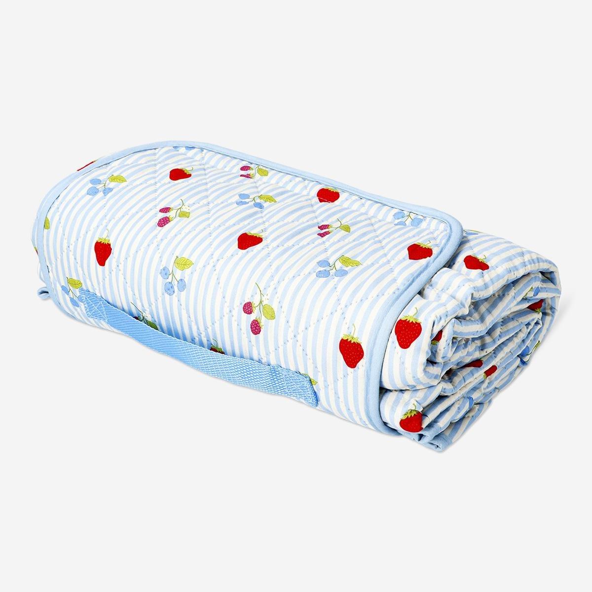 Blue Picnic Blanket With Berries