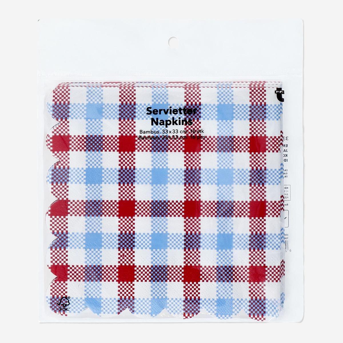 Multicolour Checkered Napkins - 16 Pcs