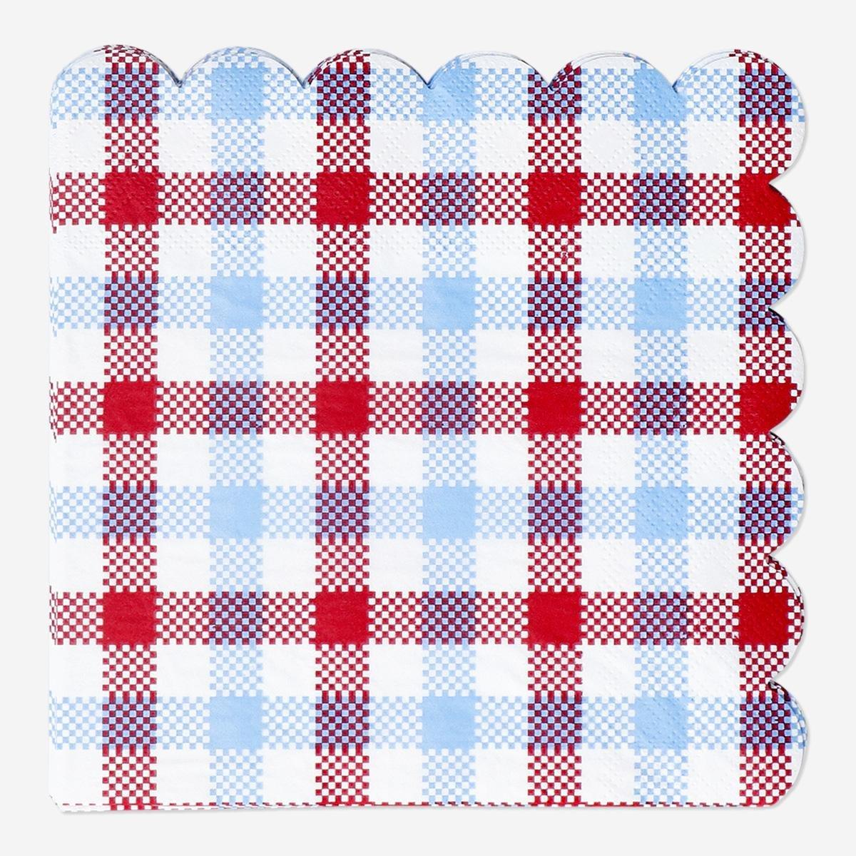 Multicolour Checkered Napkins - 16 Pcs