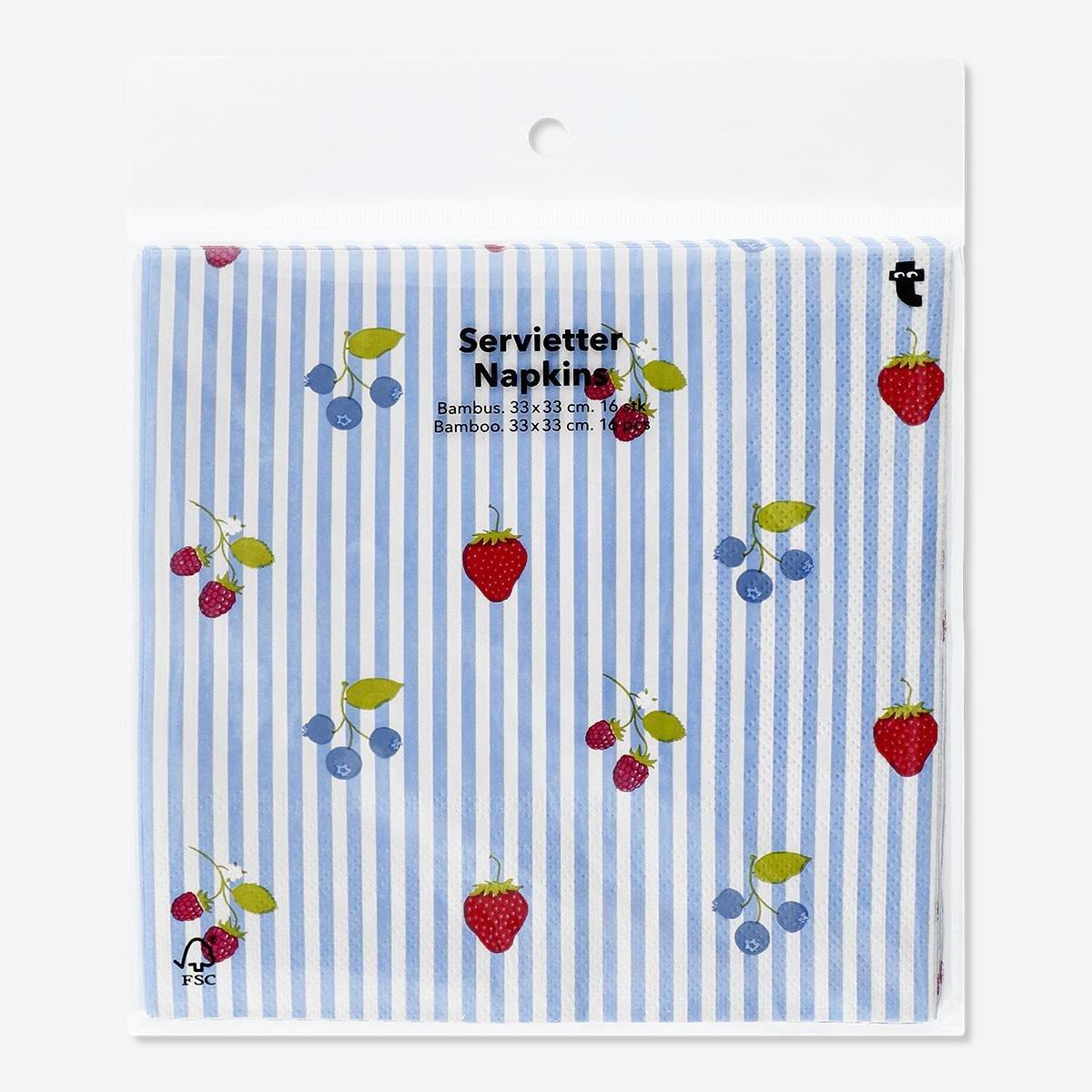 Multicolour Berry Print Napkins - 16 Pcs