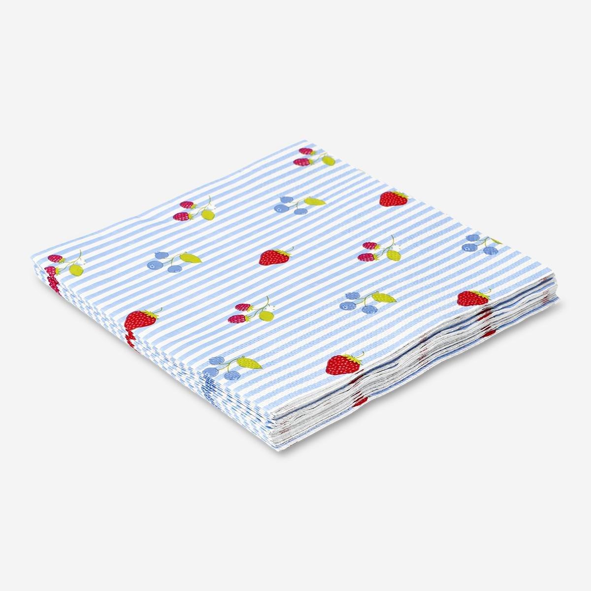 Multicolour Berry Print Napkins - 16 Pcs