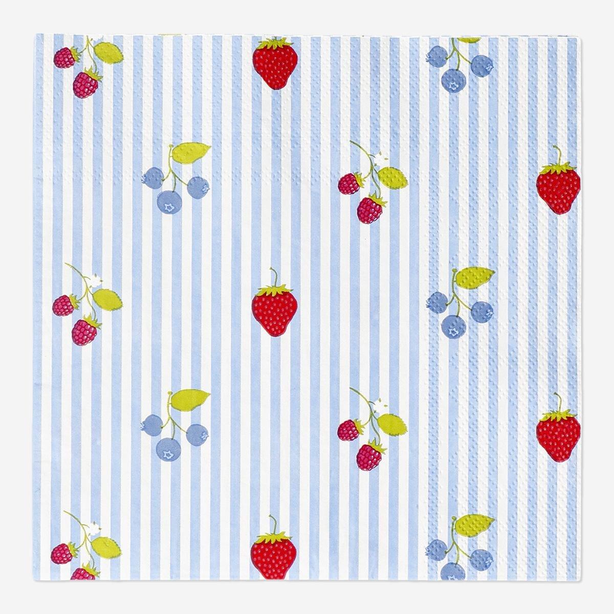 Multicolour Berry Print Napkins - 16 Pcs