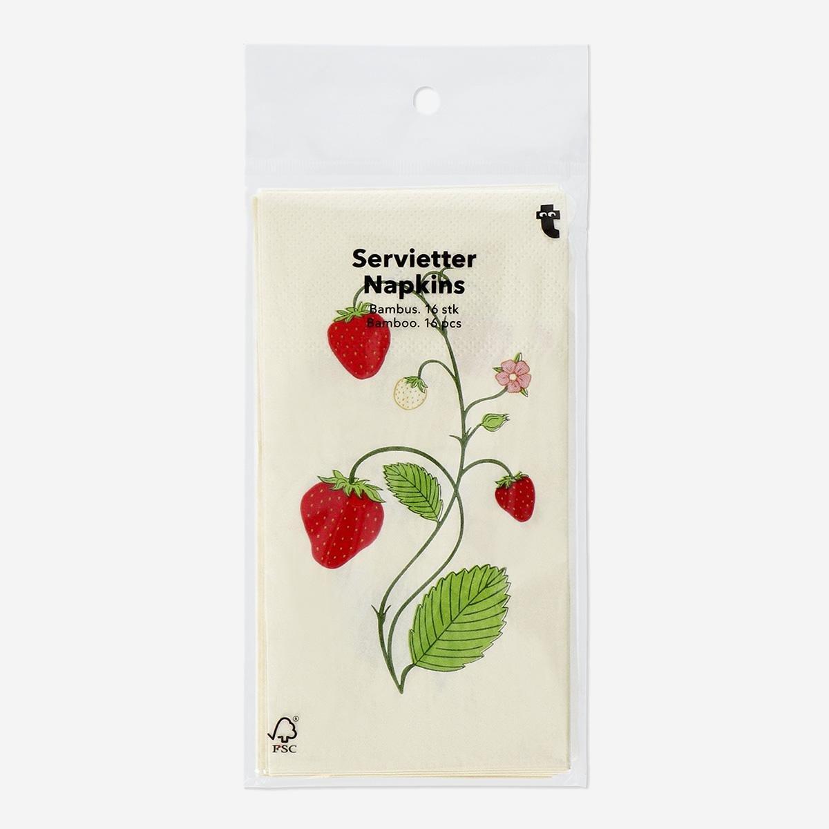 Multicolour Strawberry Print Napkins - 16 Pcs