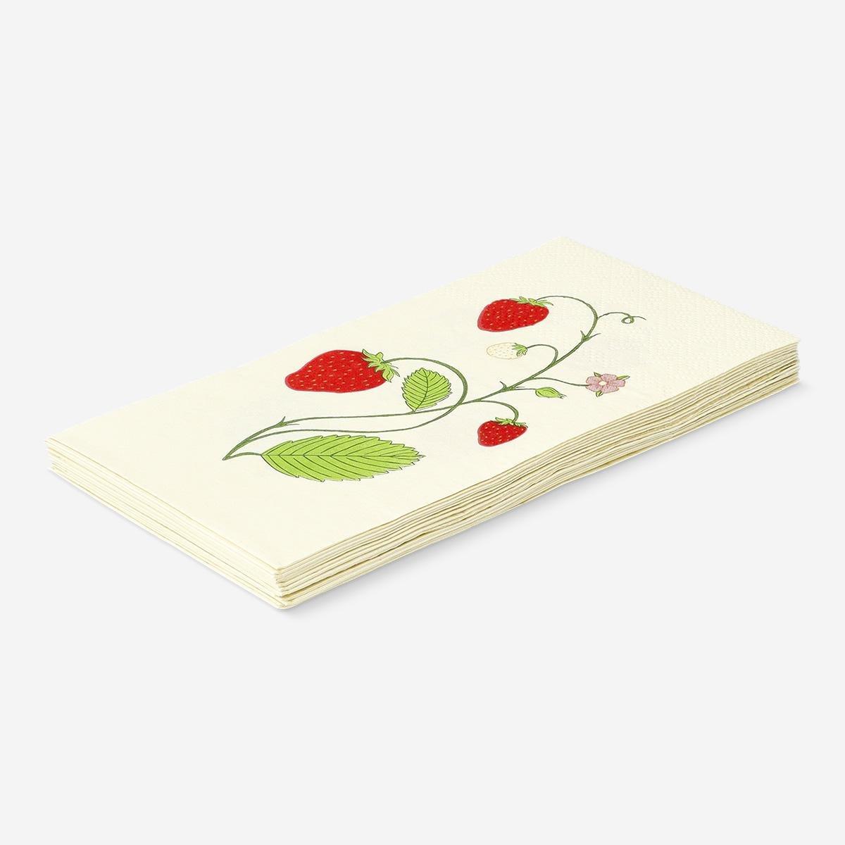 Multicolour Strawberry Print Napkins - 16 Pcs