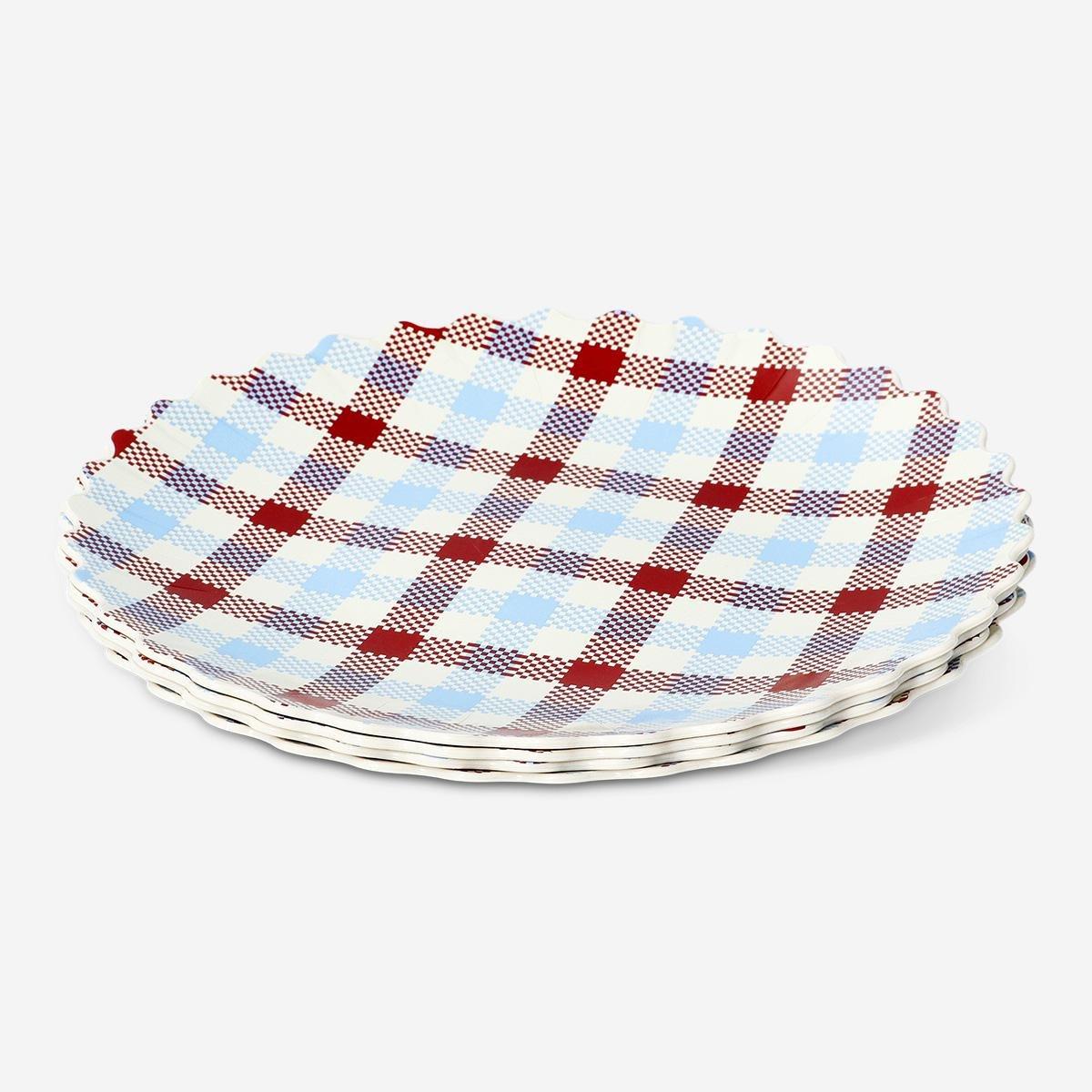Multicolour Checkered Picnic Plates - 4 Pcs