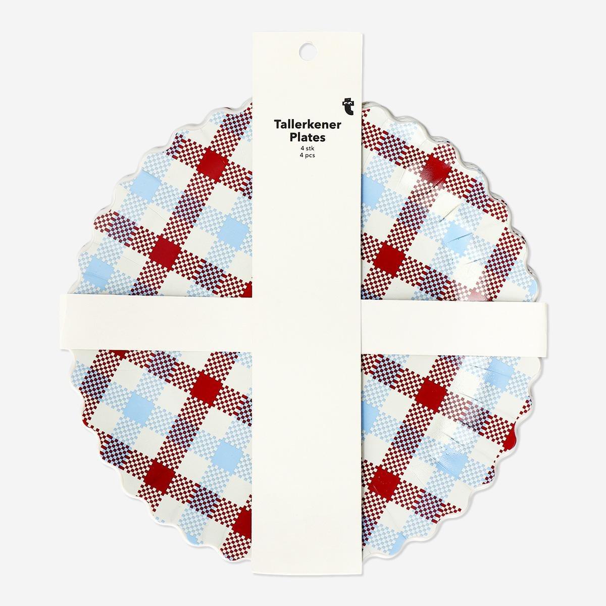 Multicolour Checkered Picnic Plates - 4 Pcs