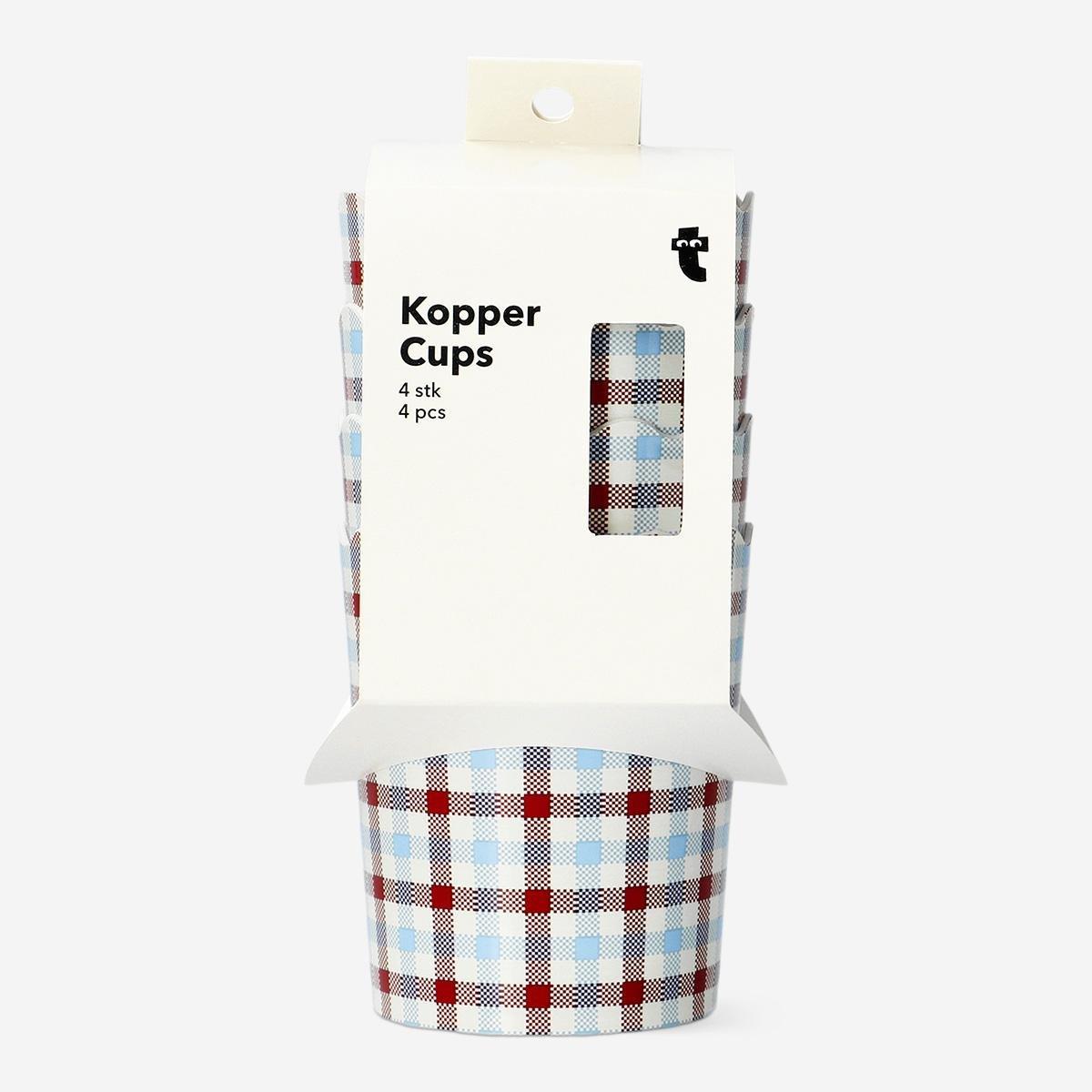 Multicolour Checkered Picnic Cups - 4 Pcs