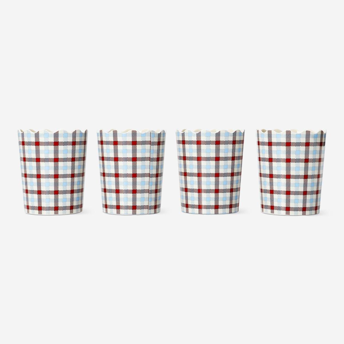Multicolour Checkered Picnic Cups - 4 Pcs