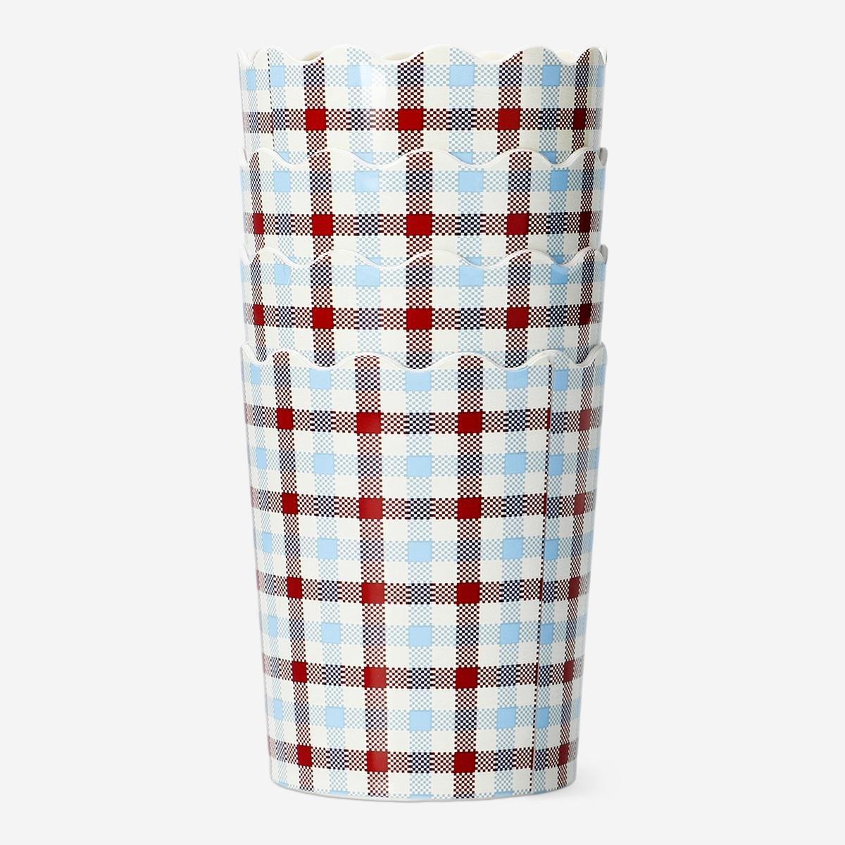 Multicolour Checkered Picnic Cups - 4 Pcs