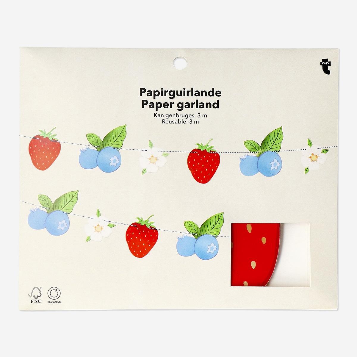 Red Strawberry Paper Garland - 300 Cm