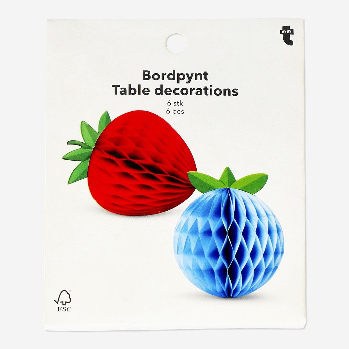 Multicolour Honeycomb Berry Table Decorations - 6 Pcs