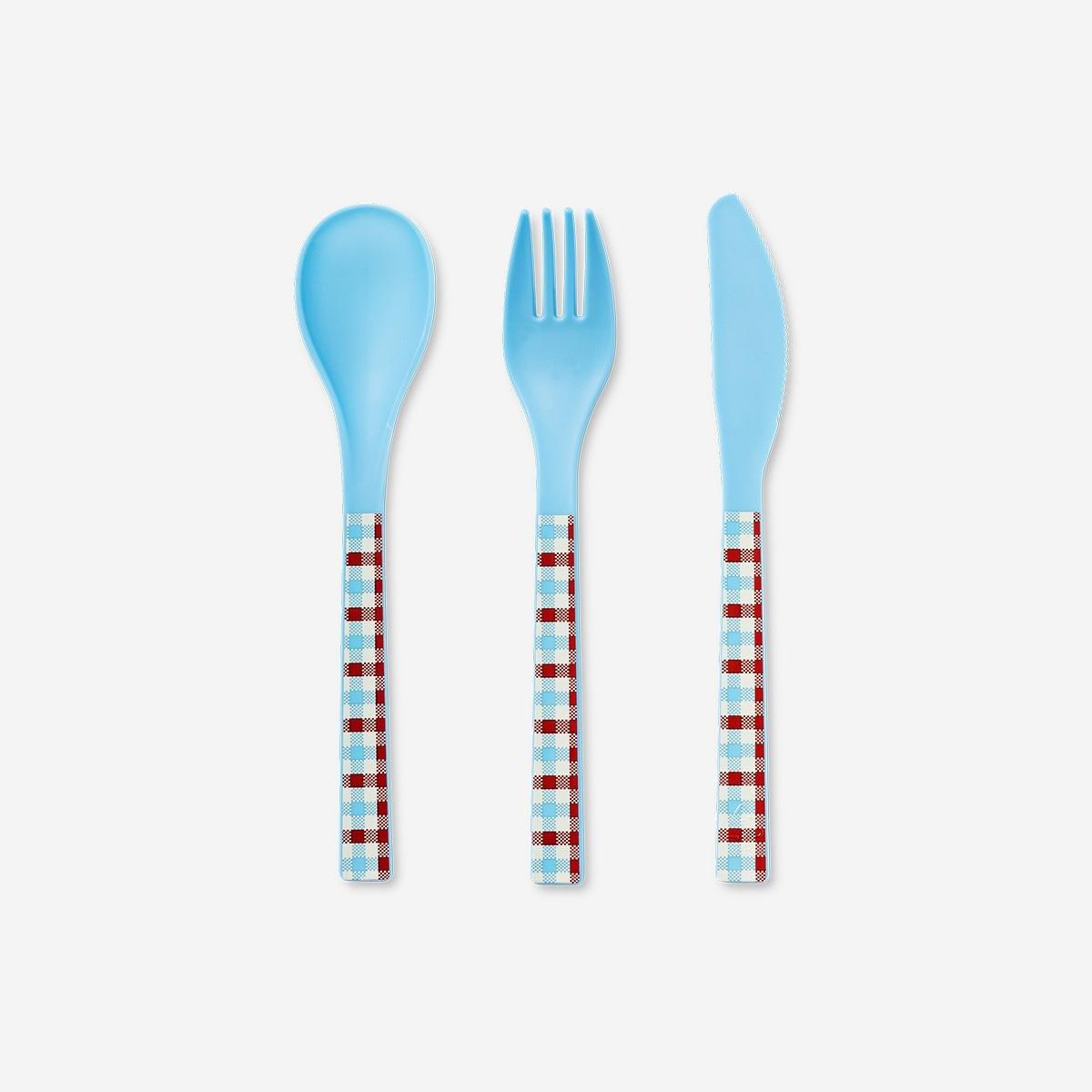 Multicolour Checkered Cutlery Set - 6 Pcs