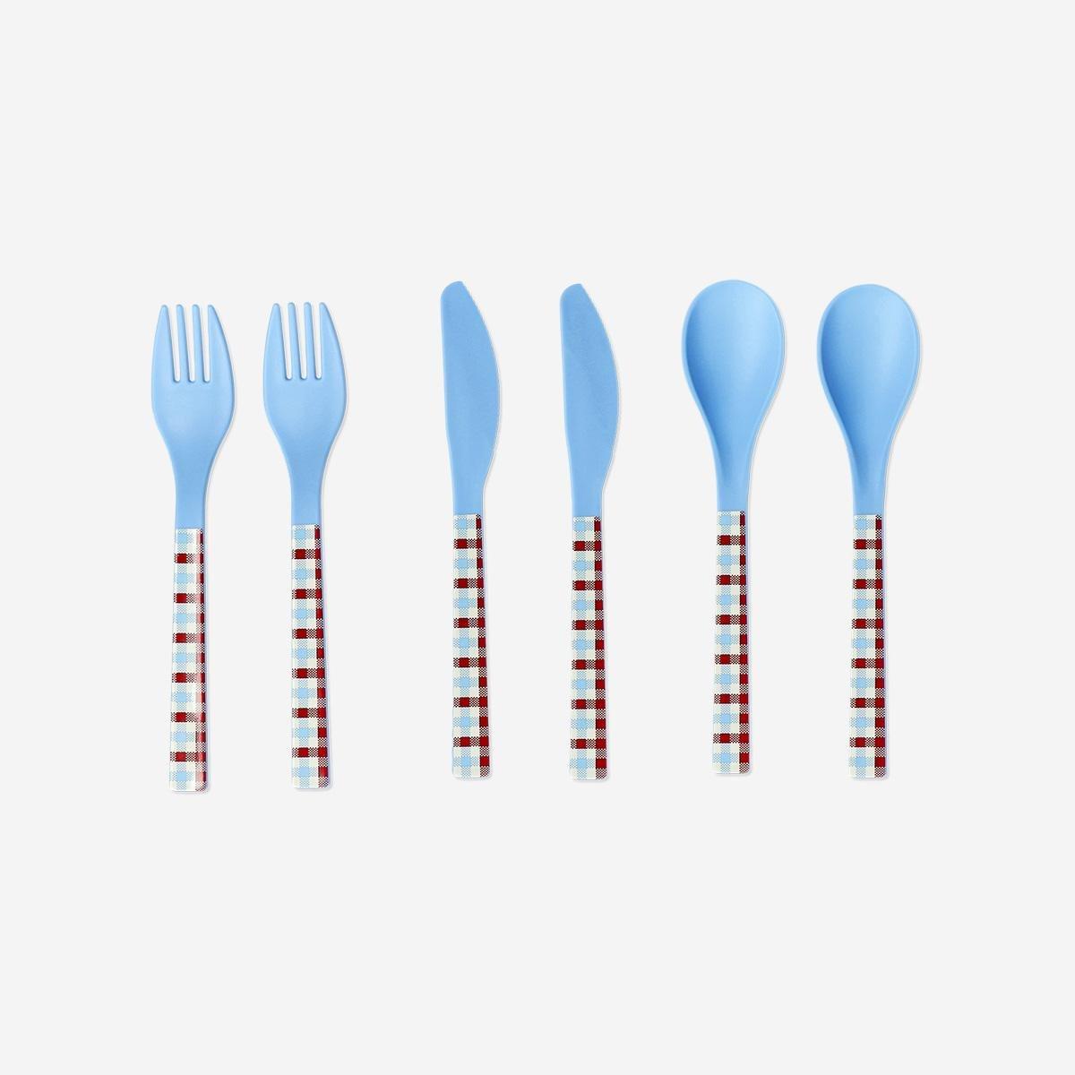 Multicolour Checkered Cutlery Set - 6 Pcs