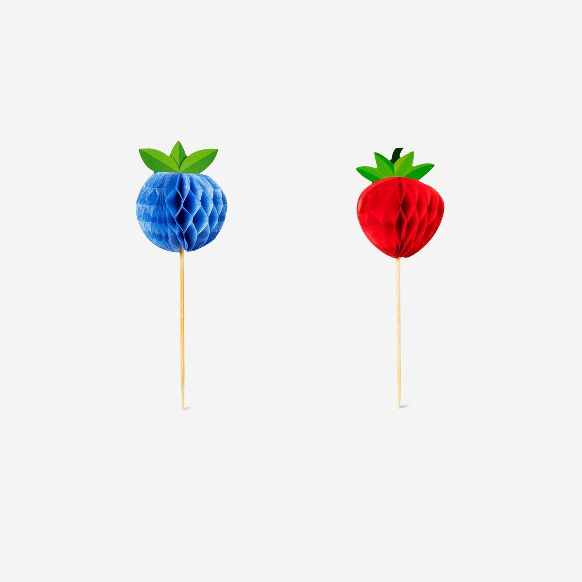 Multicolour Honeycomb Berry Food Picks - 8 Pcs