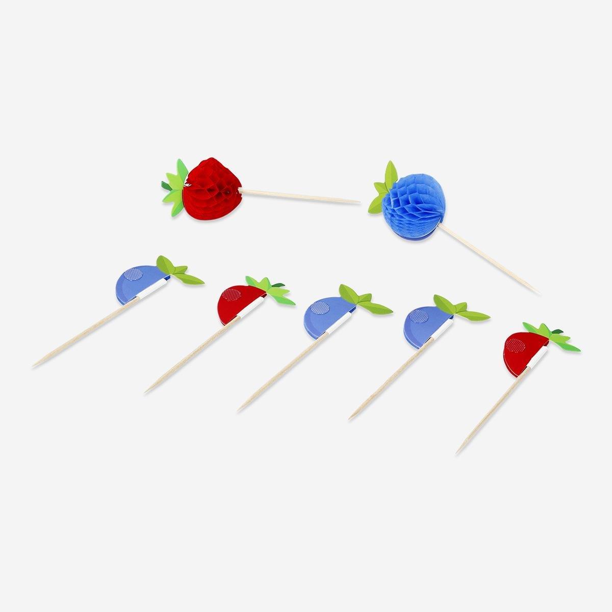Multicolour Honeycomb Berry Food Picks - 8 Pcs