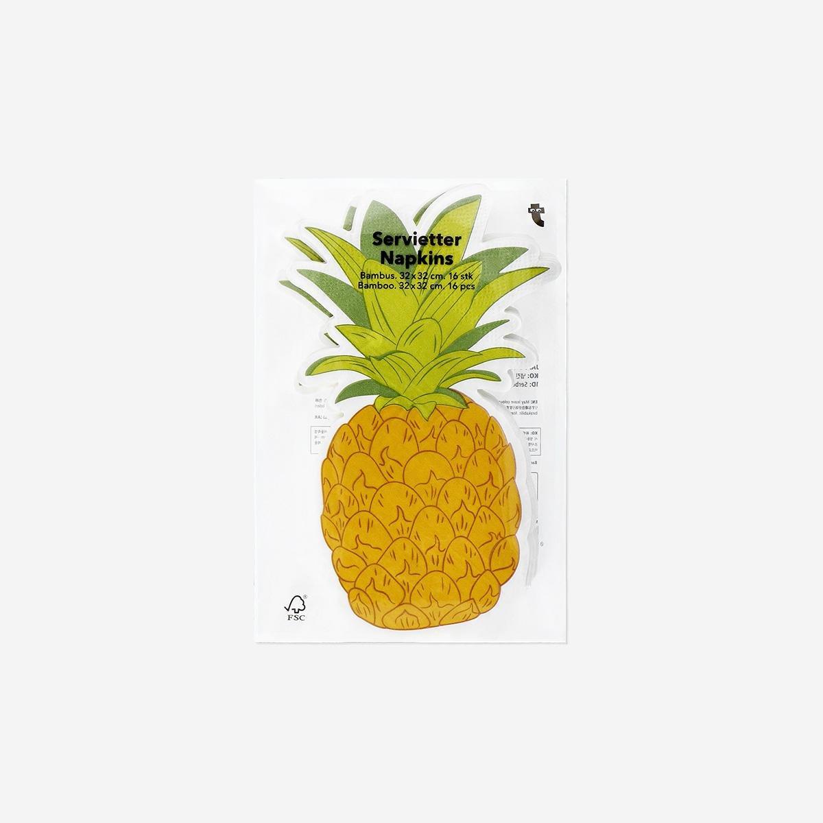 Yellow Pineapple Napkins - 16 Pcs