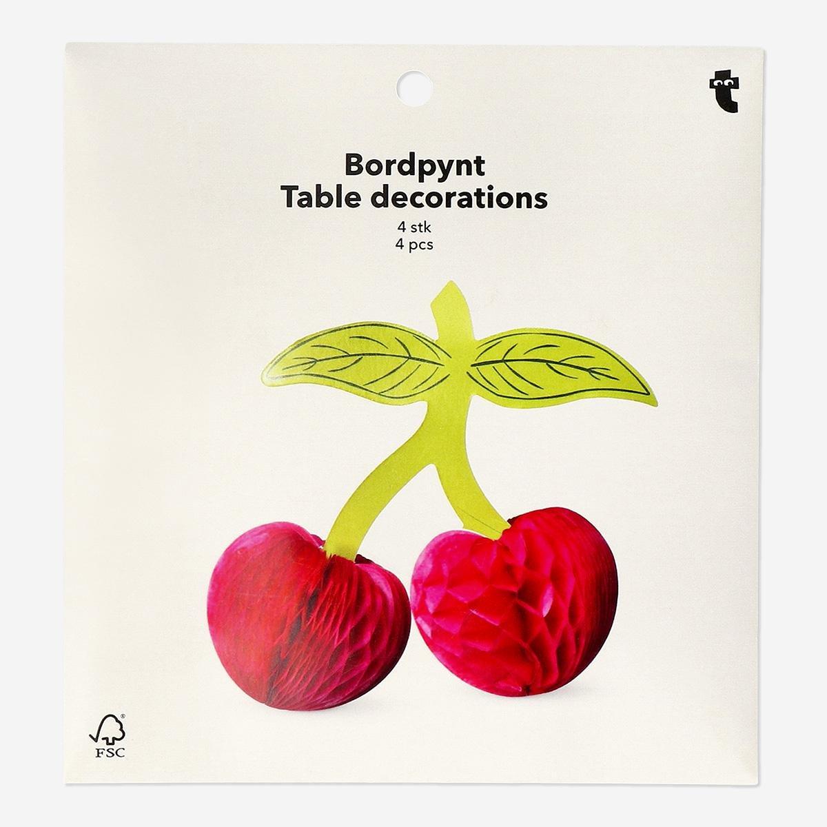 Multicolour Cherry Table Decorations - 4 Pcs