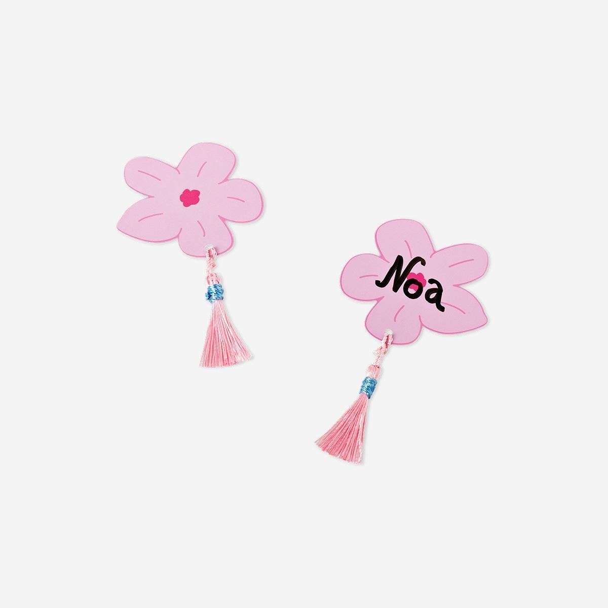 Pink Blossom Place Cards With Tassels - 6 Pcs